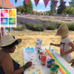 Painters working on silk scarves at Purple Haze Lavender Farm